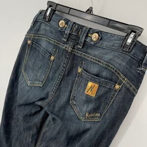 Marciano Women's Jeans Medium Wash Women's Sz 28 Blue Embellished Cuffed Zebra